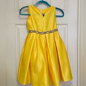 Ellie Kids Yellow Satin Dress with Blingy Sash - Disney Belle - Girls Size 8 GUC